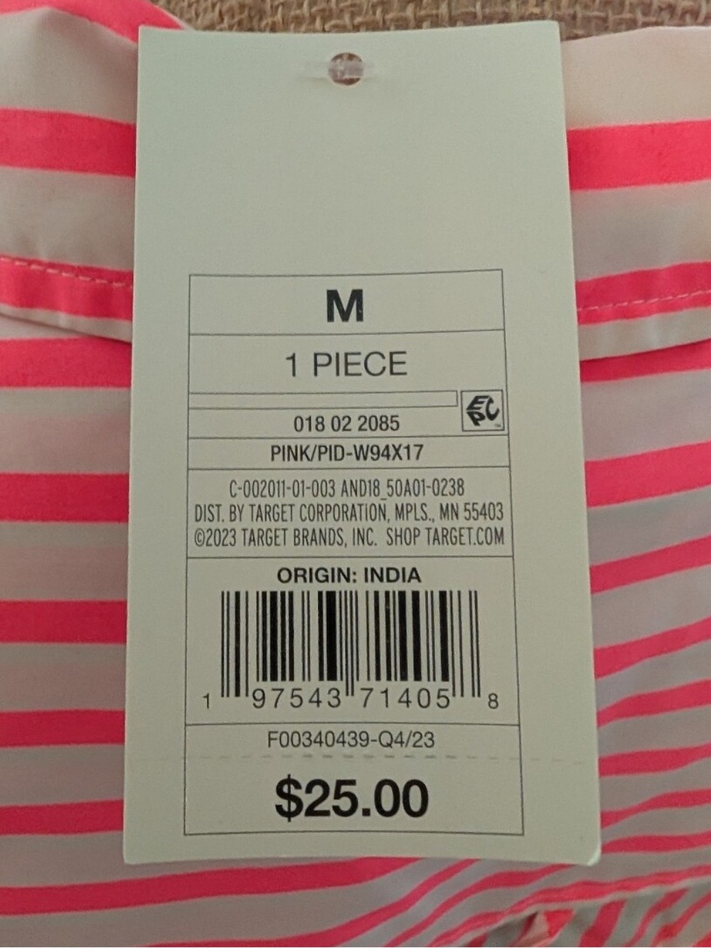 a new day Hot Neon Pink & White Striped Button-Up Long Sleeve Shirt NWT Medium - Picture 2 of 2